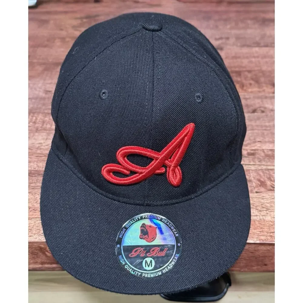 Atlanta Braves Hat Cap Medium Pitbull Black / Red